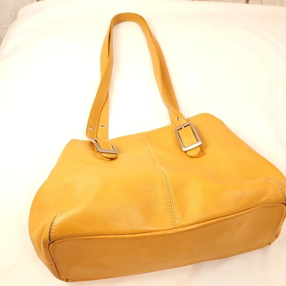 Tignanello Goldenrod Leather Double Strap Handbag - Picture 5 of 15